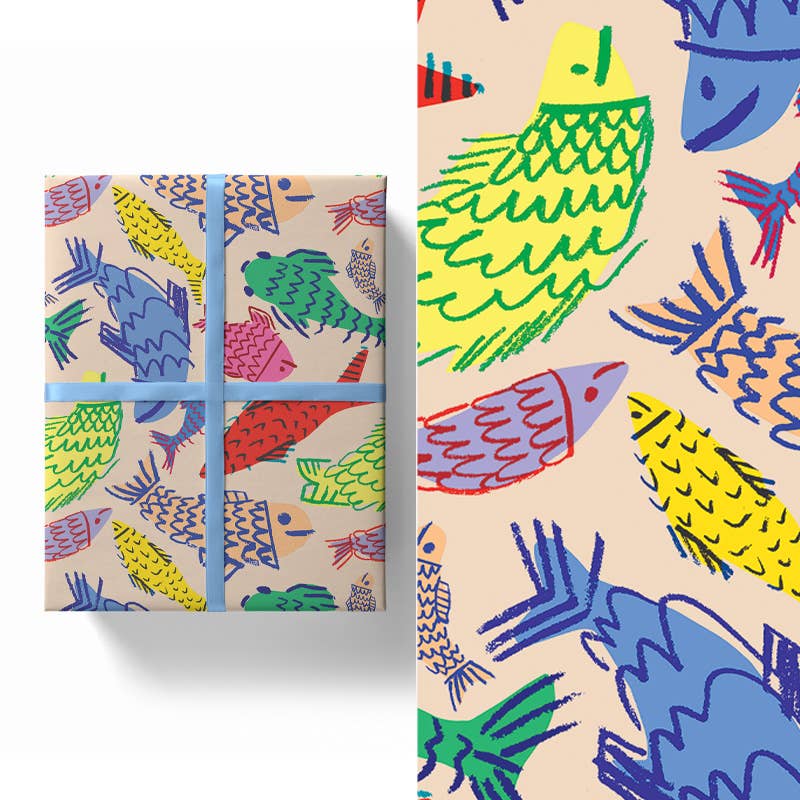 Happy Fish Gift Wrap Sheet