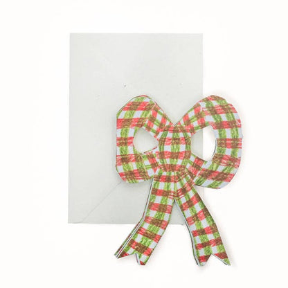Pink Chequer Bow Concertina Christmas Card