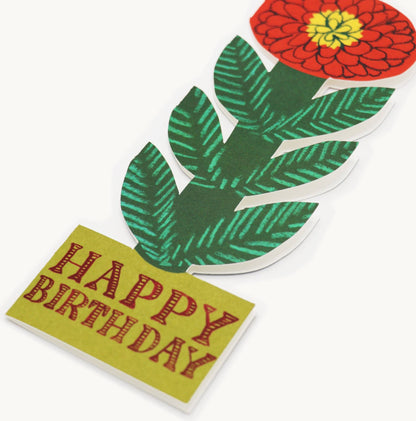 Tall Red Flower Birthday Card