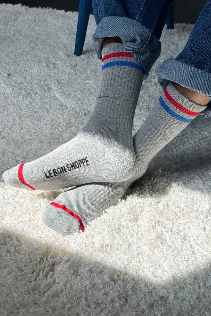 Extended Boyfriend Socks in True Grey