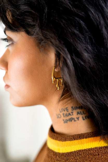 Drip Drop Hoops in Gold