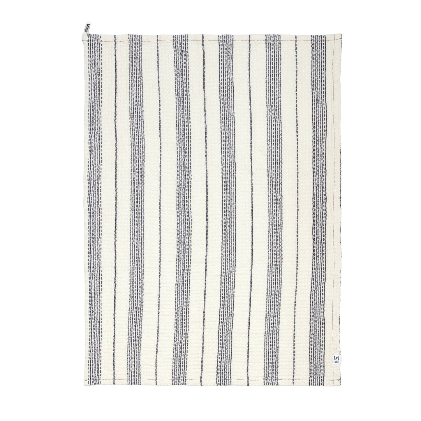 Cotton Waffle Tea Towels Pack of 2 in Cobalt & Ivory Stripe