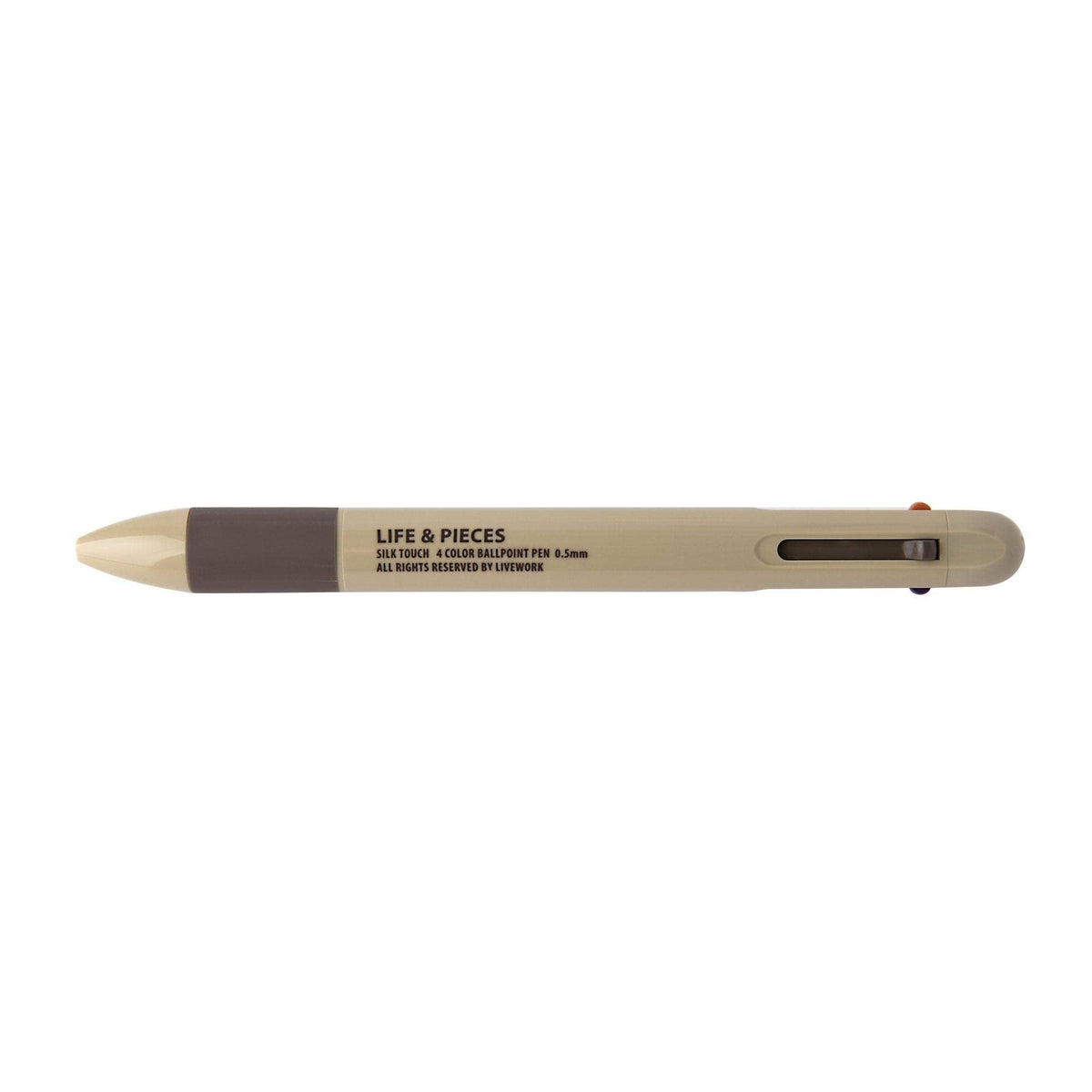 Life & Pieces 4 Colour 0.5mm Ballpoint Pen in Brown