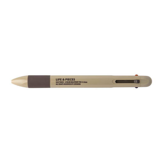 Life & Pieces 4 Colour 0.5mm Ballpoint Pen in Brown