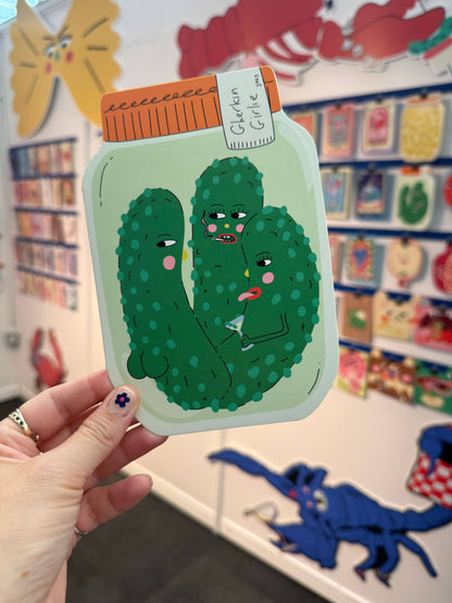 Gherkin Girlie Die Cut Greetings Card