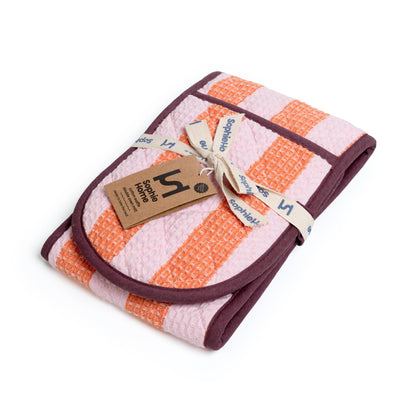 Cotton Double Oven Glove in Pink & Orange Stripe