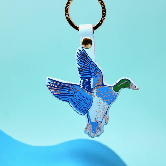 Holy Duck Leather Keyring in Turquoise