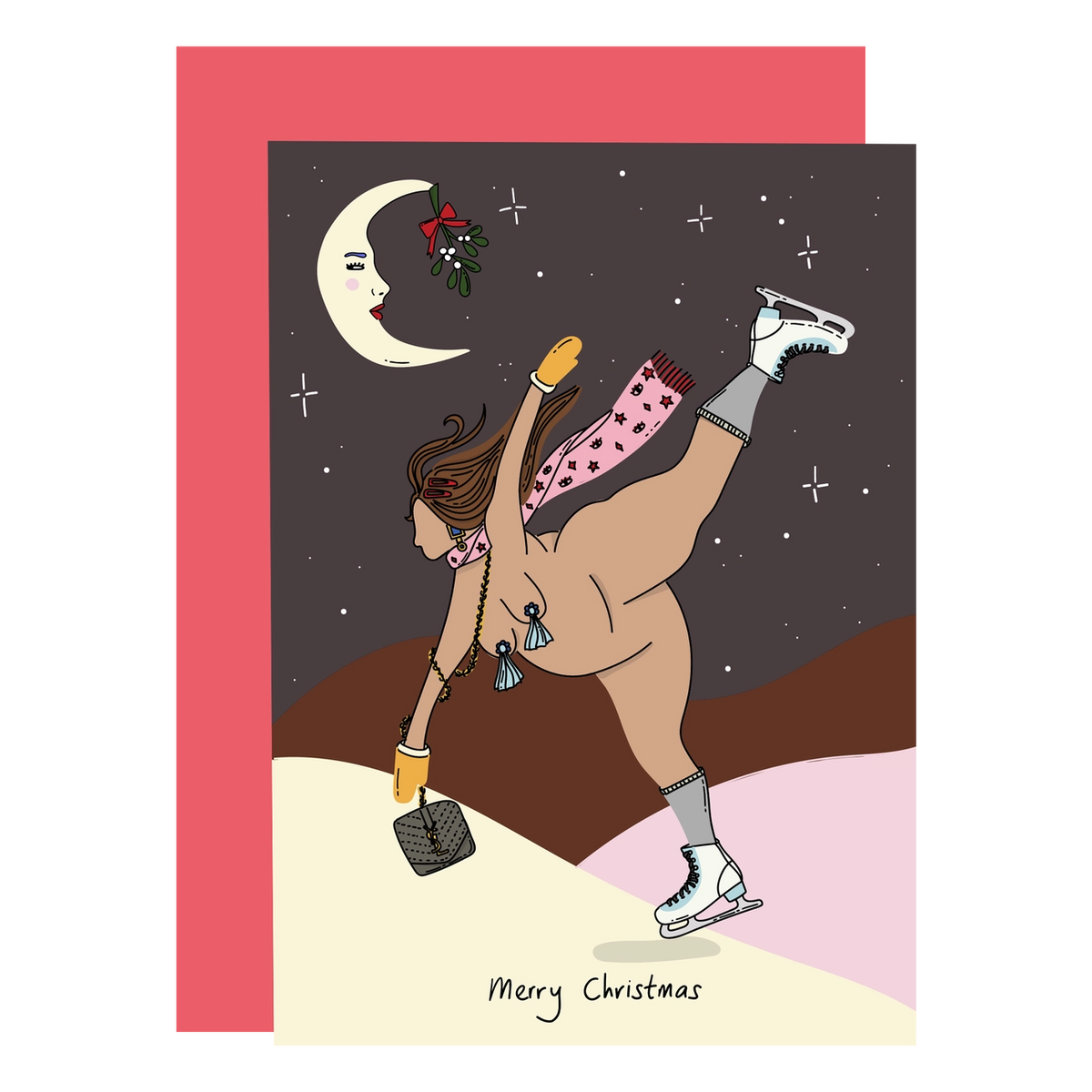 Skating Under The Moon Christmas Card
