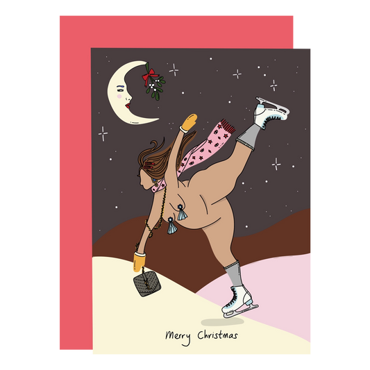 Skating Under The Moon Christmas Card