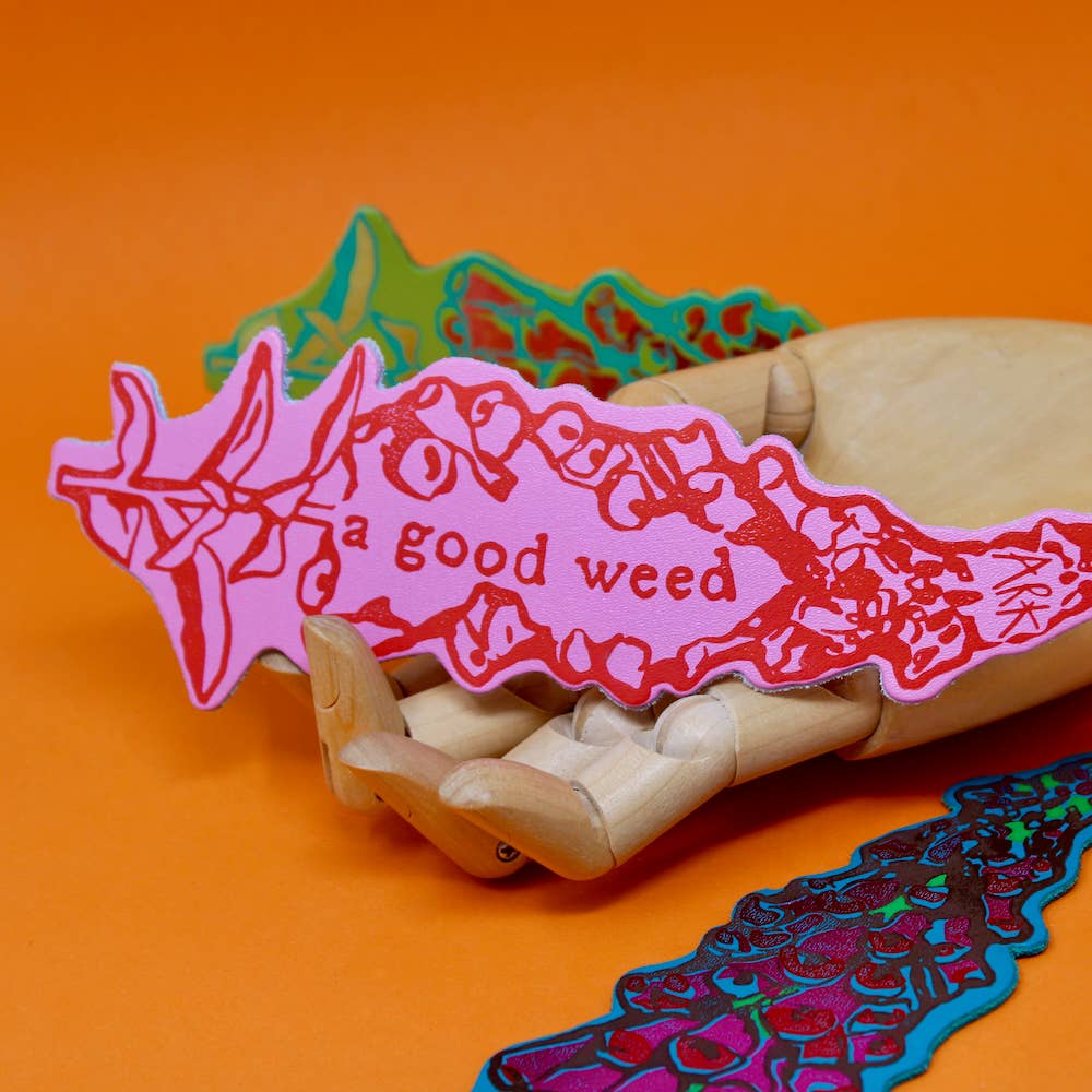 A Good Weed Flower Bookmark in Hot Pink