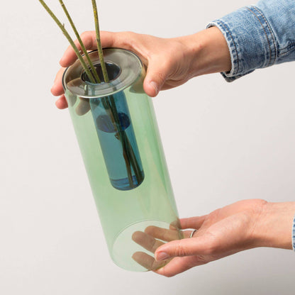 Duo Tone Reversible Glass Vase Large