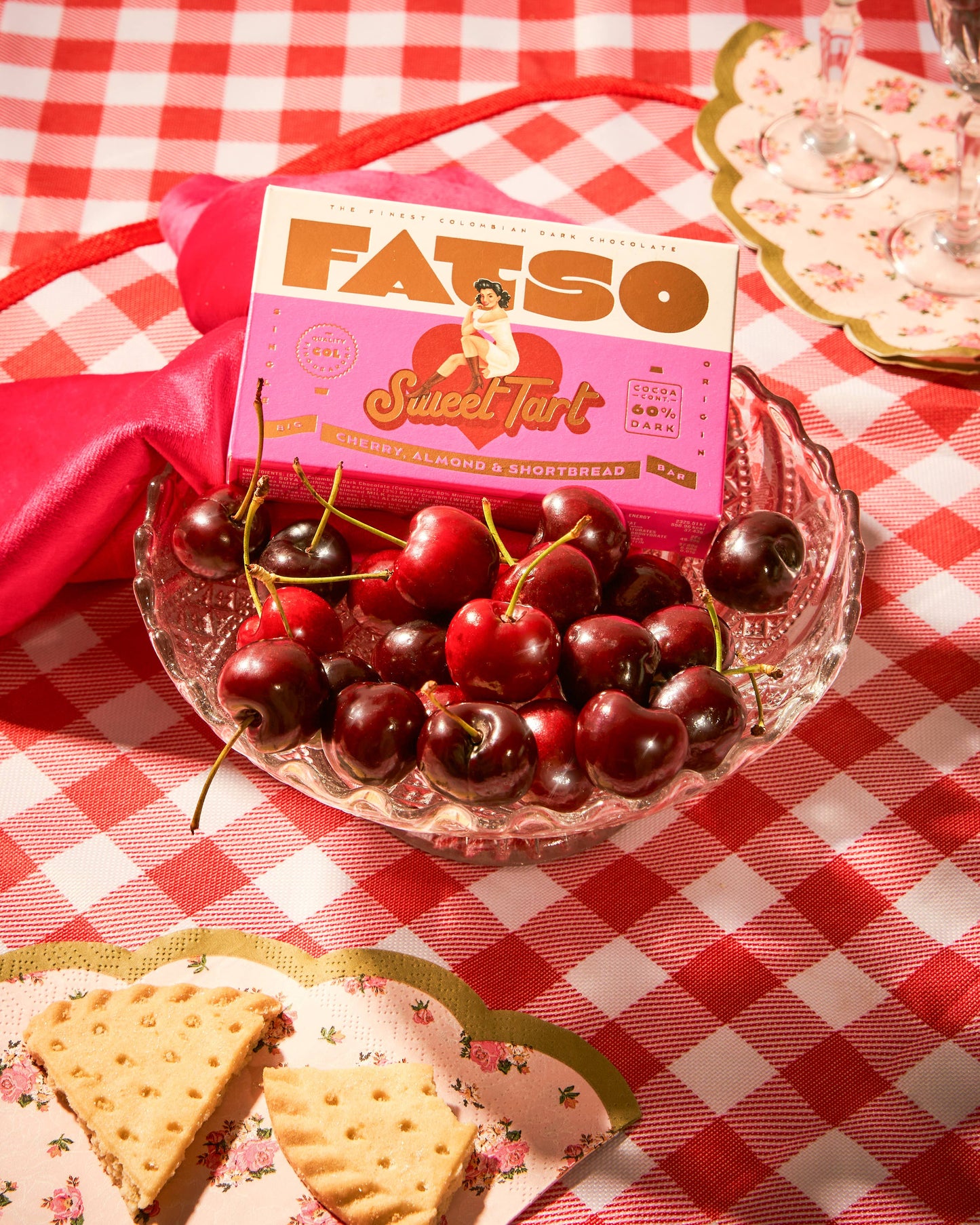 Sweet Tart 60% Dark Chocolate Bar with Cherry, Almond & Shortbread