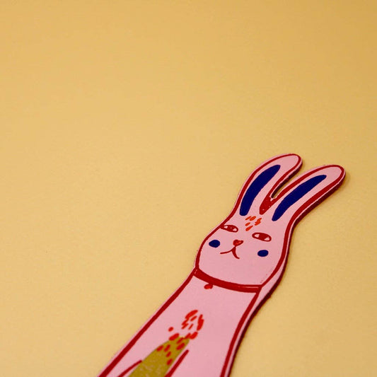 Bunny Leather Bookmark in Pale Pink