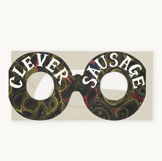 'Clever Sausage' Glasses Greetings Card