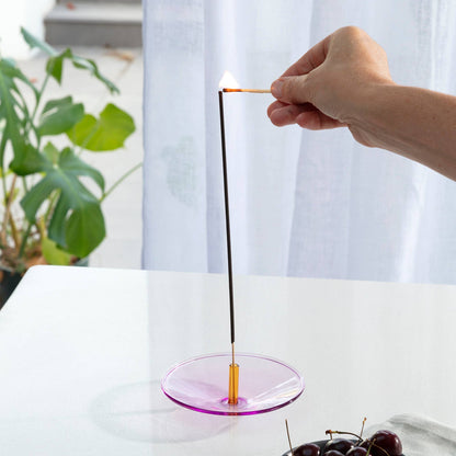 Float Glass Incense Holder in Lilac & Ginger