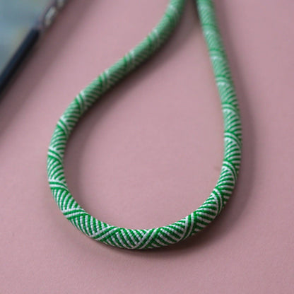 Crossbody Lanyard Phone Strap in Green & White