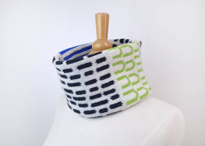 Lambswool Neck Warmer Snood in Green and Blue