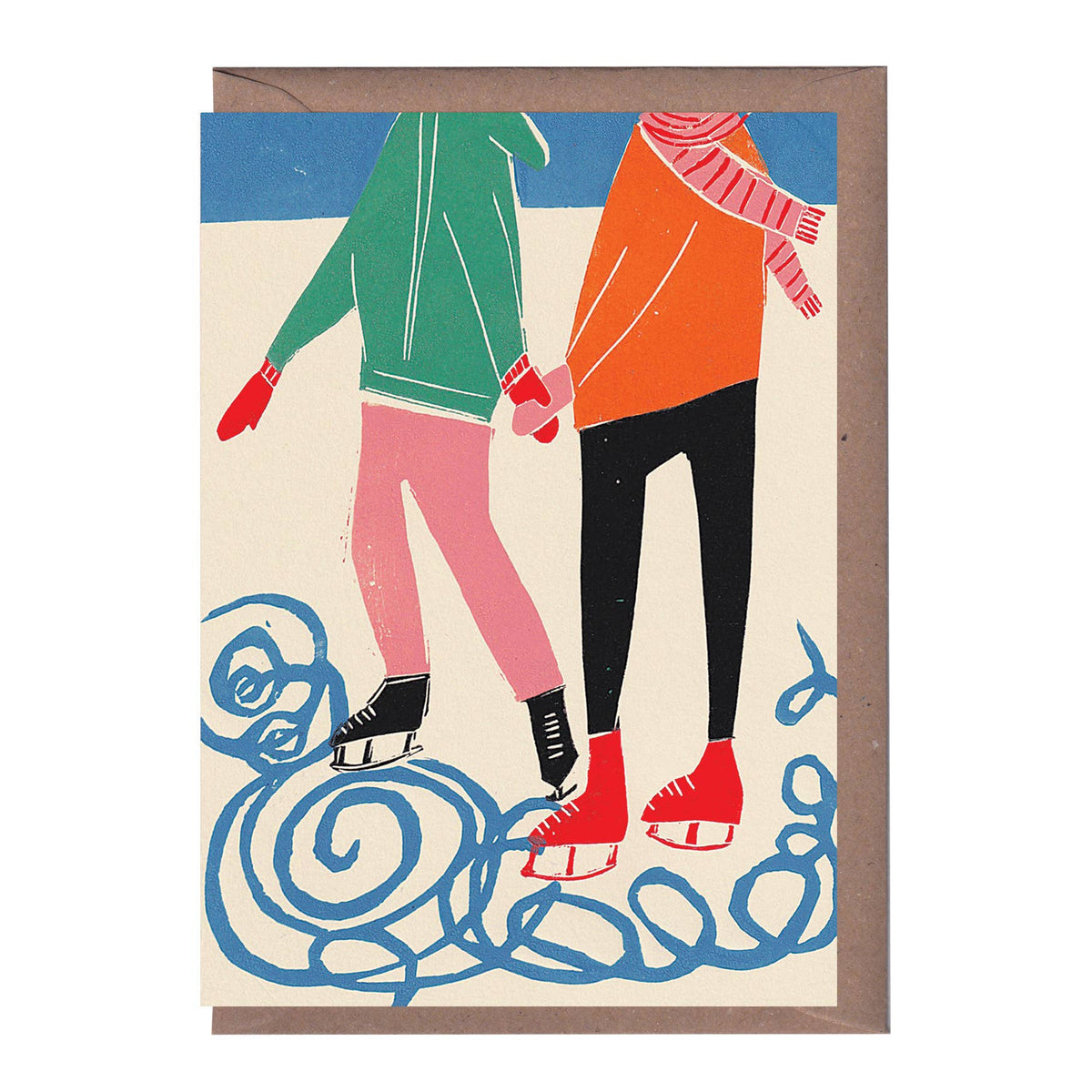 Ice Skaters Christmas Card