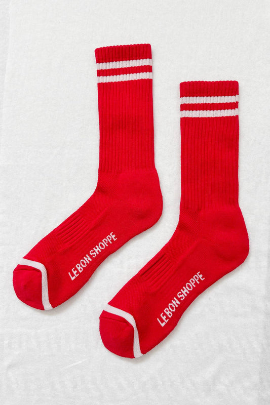 Extended Boyfriend Socks in Red