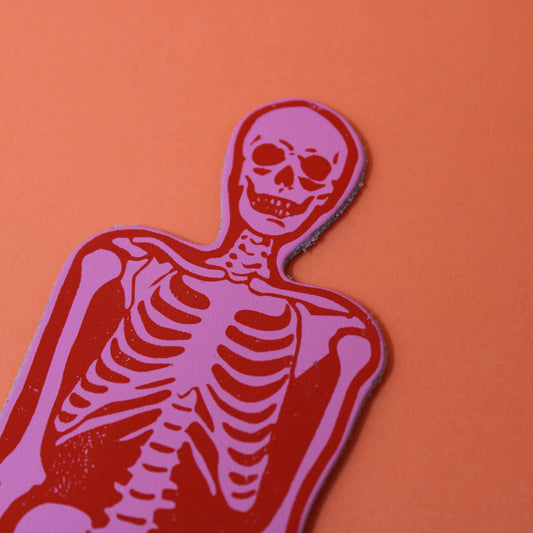 Skeleton Leather Bookmark in Hot Pink