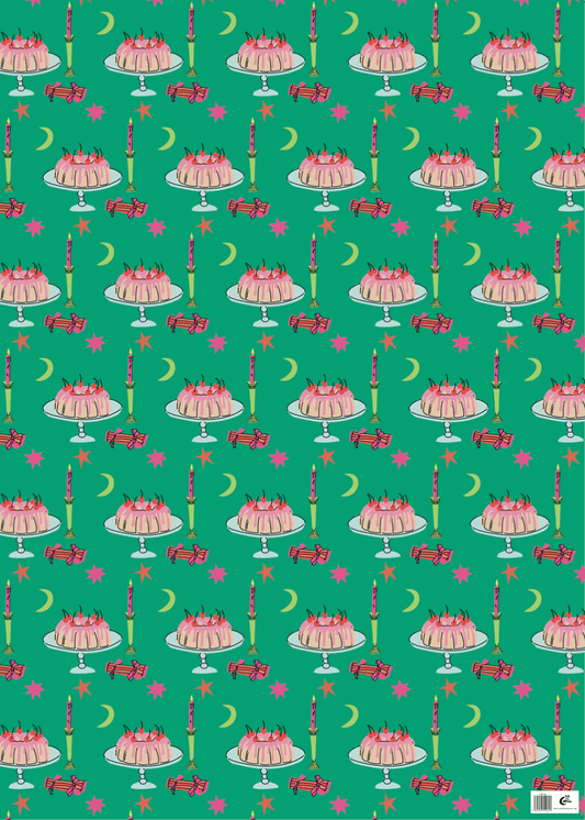 Crackers & Cake Christmas Gift Wrap Sheet