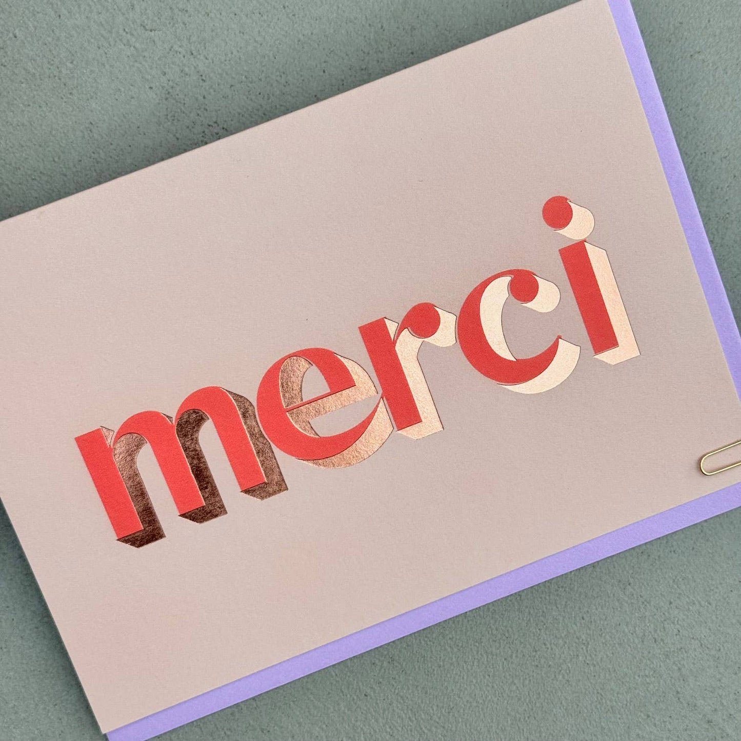 Merci Foiled Font Greetings Card