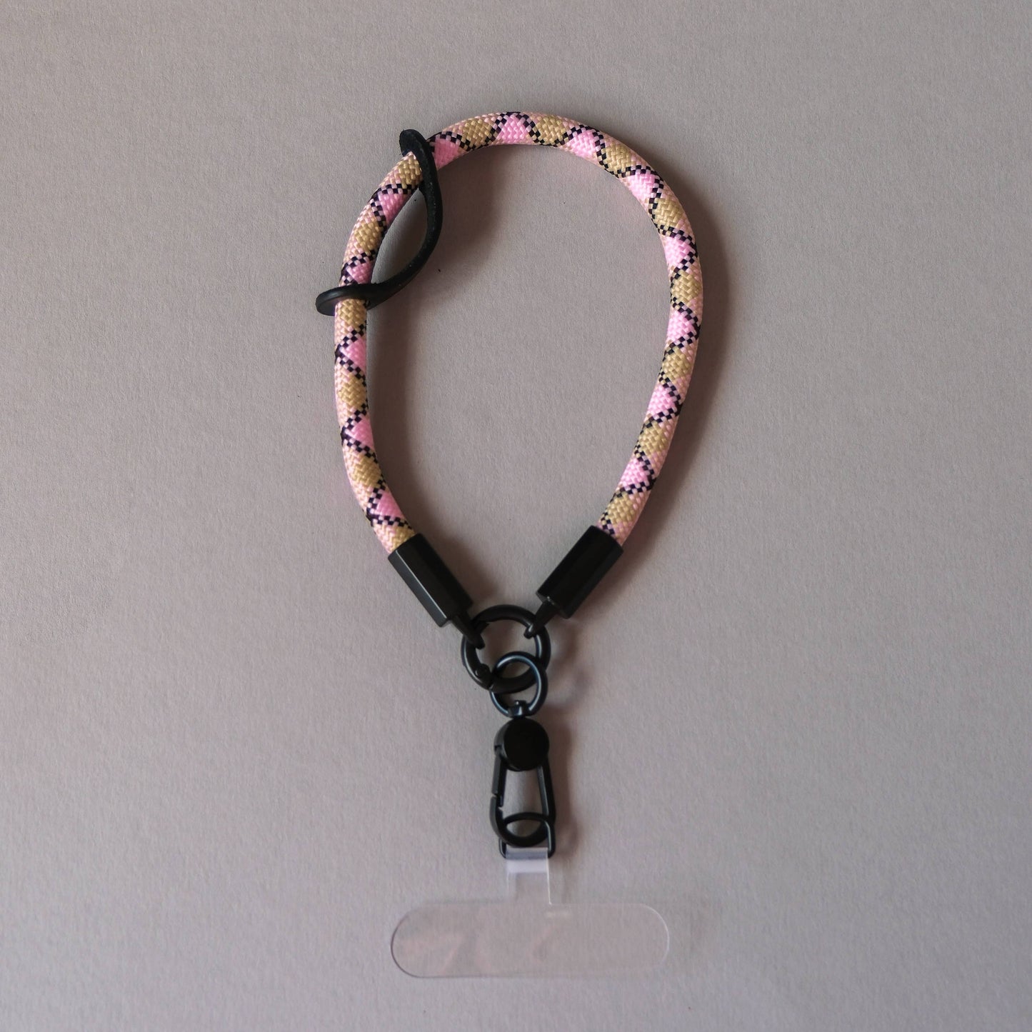 Wrist Phone Strap in Beige & Pink