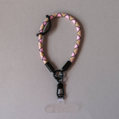 Wrist Phone Strap in Beige & Pink
