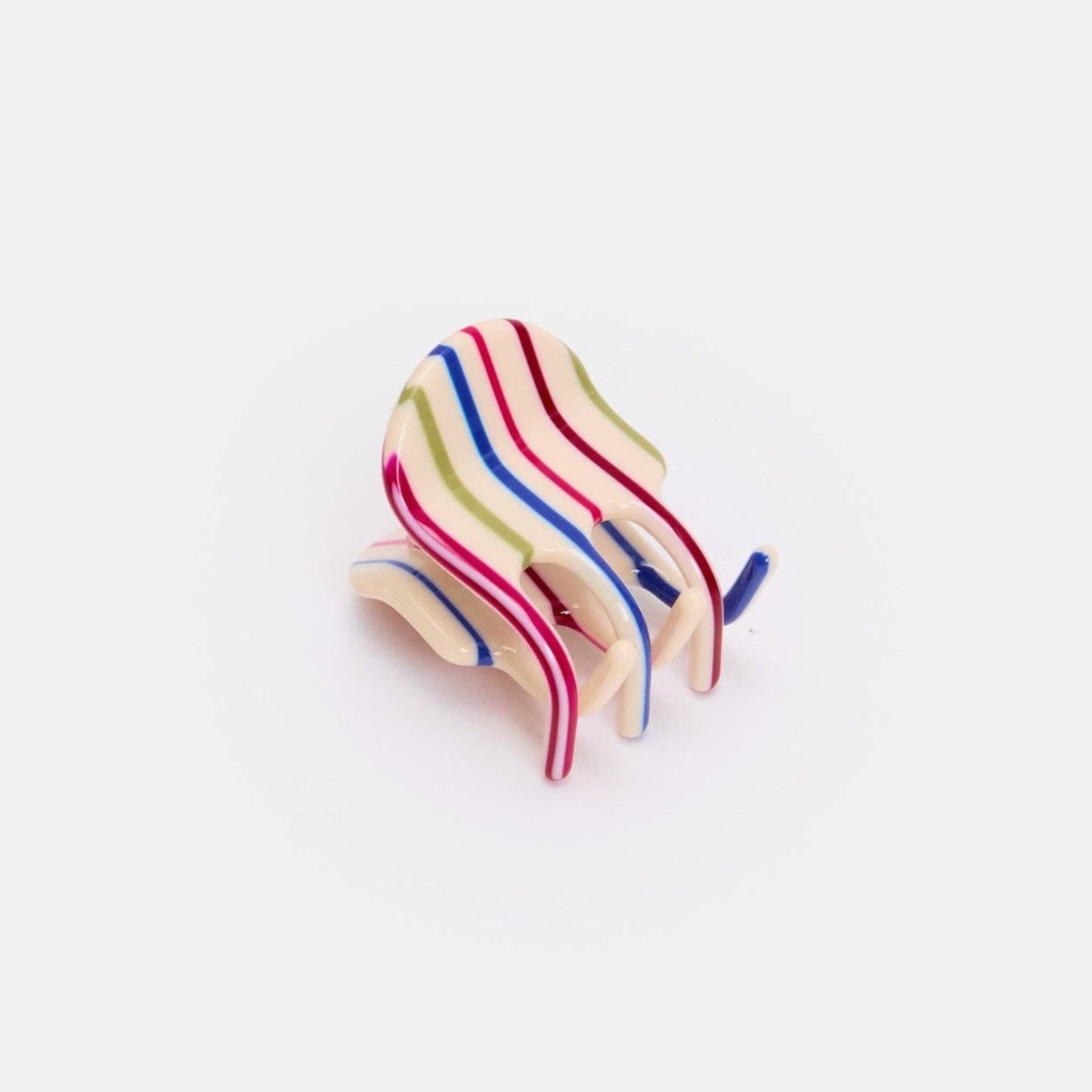 Mini Hair Claw in Vanilla Stripe