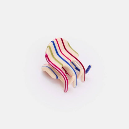 Mini Hair Claw in Vanilla Stripe