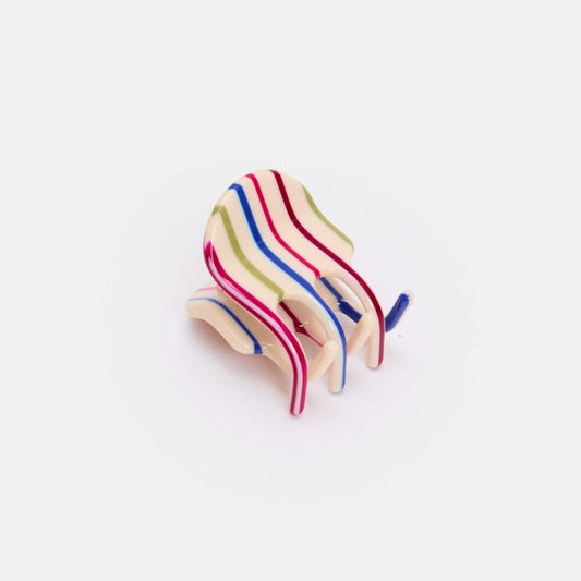 Mini Hair Claw in Vanilla Stripe