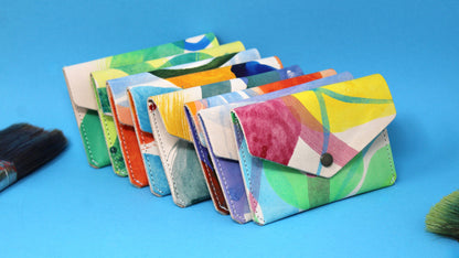 Hand Painted Leather Popper Purse