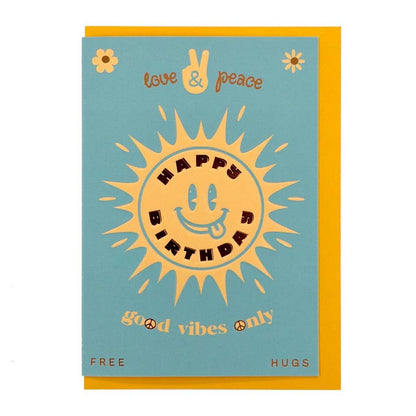 90s Rave Sun Birthday Card