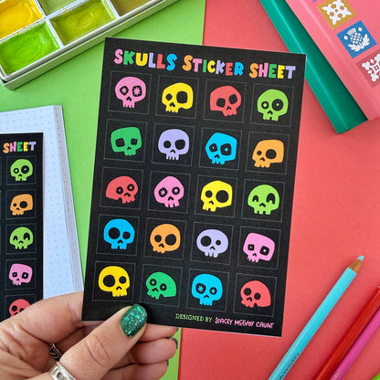 Rainbow Skulls A6 Sticker Sheet
