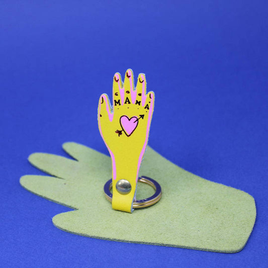 Mama Leather Keyring in Yellow