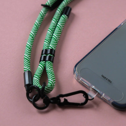 Crossbody Lanyard Phone Strap in Green & White