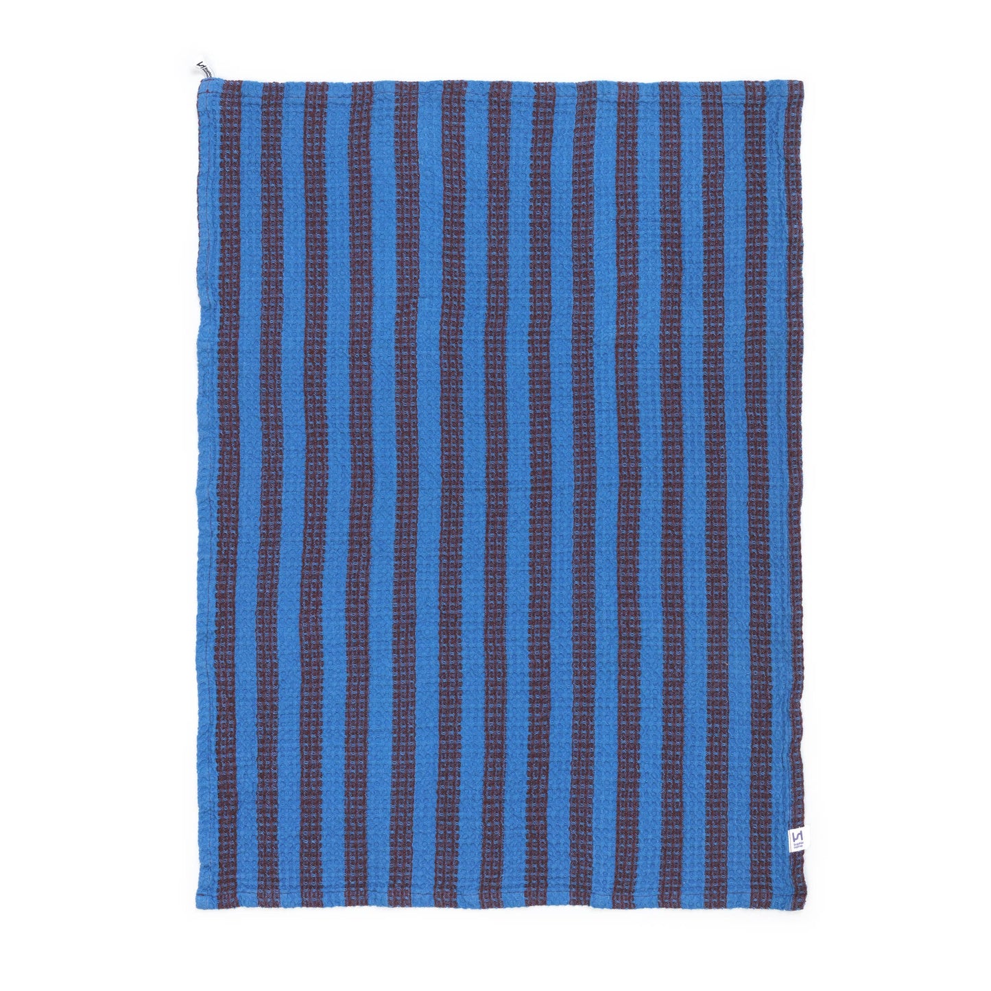 Cotton Waffle Tea Towels Pack of 2 in Cobalt & Ivory Stripe