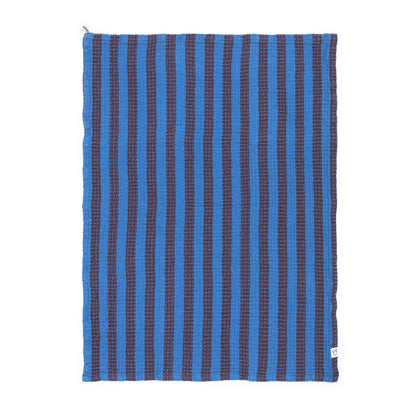 Cotton Waffle Tea Towels Pack of 2 in Cobalt & Ivory Stripe