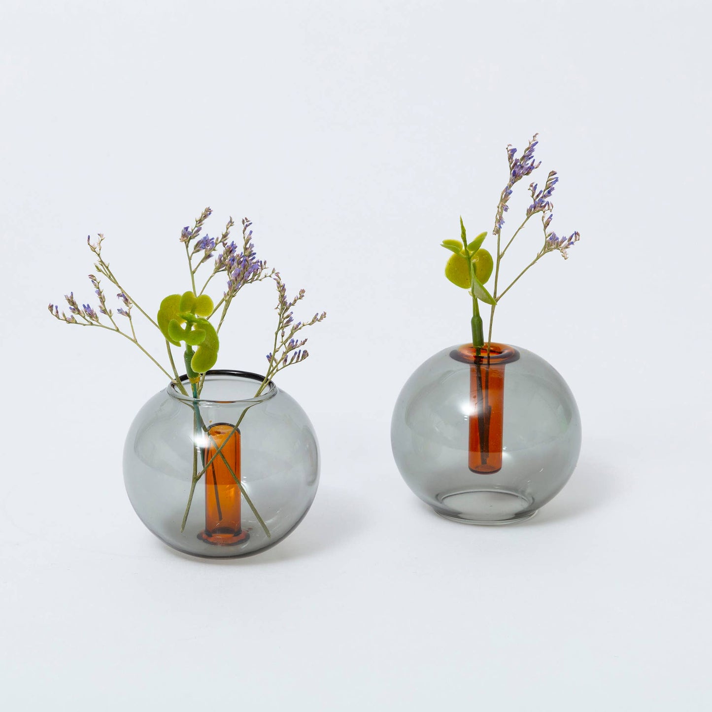 Duo Tone Mini Bubble Vase in Smoke & Amber