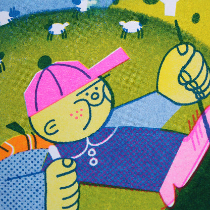 Birthday Hike Riso Print Greetings Card 