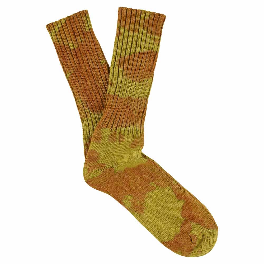 Tie Dye Socks in Rust & Mustard