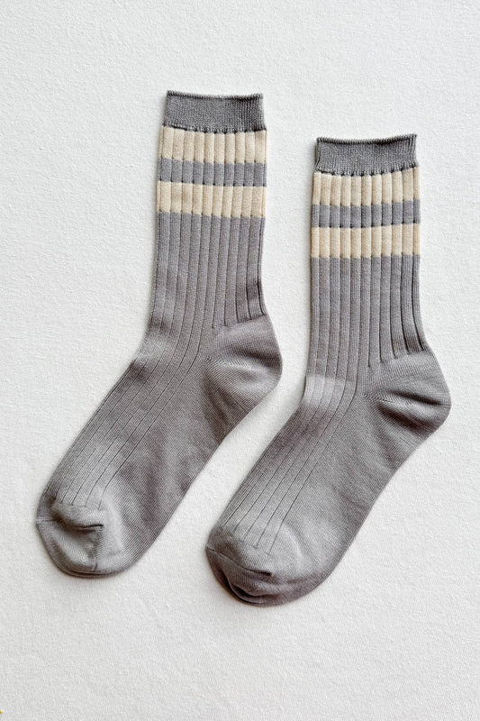 Her Socks Varsity in Stone White