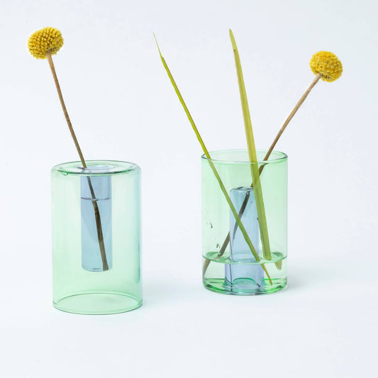 Duo Tone Small Reversible Vase in Mint & Violet