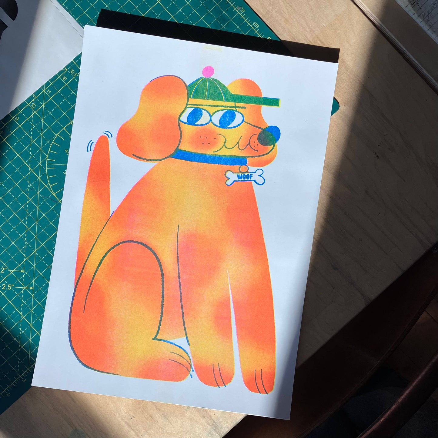 Orange Doggo A3 Risograph Art Print