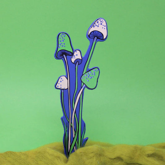 Mushroom Leather Bookmark in Royal Blue