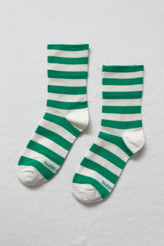 Wally Socks in Green Stripe