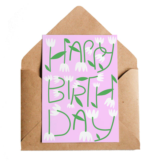 Happy Birthday Flowers Greetings Card