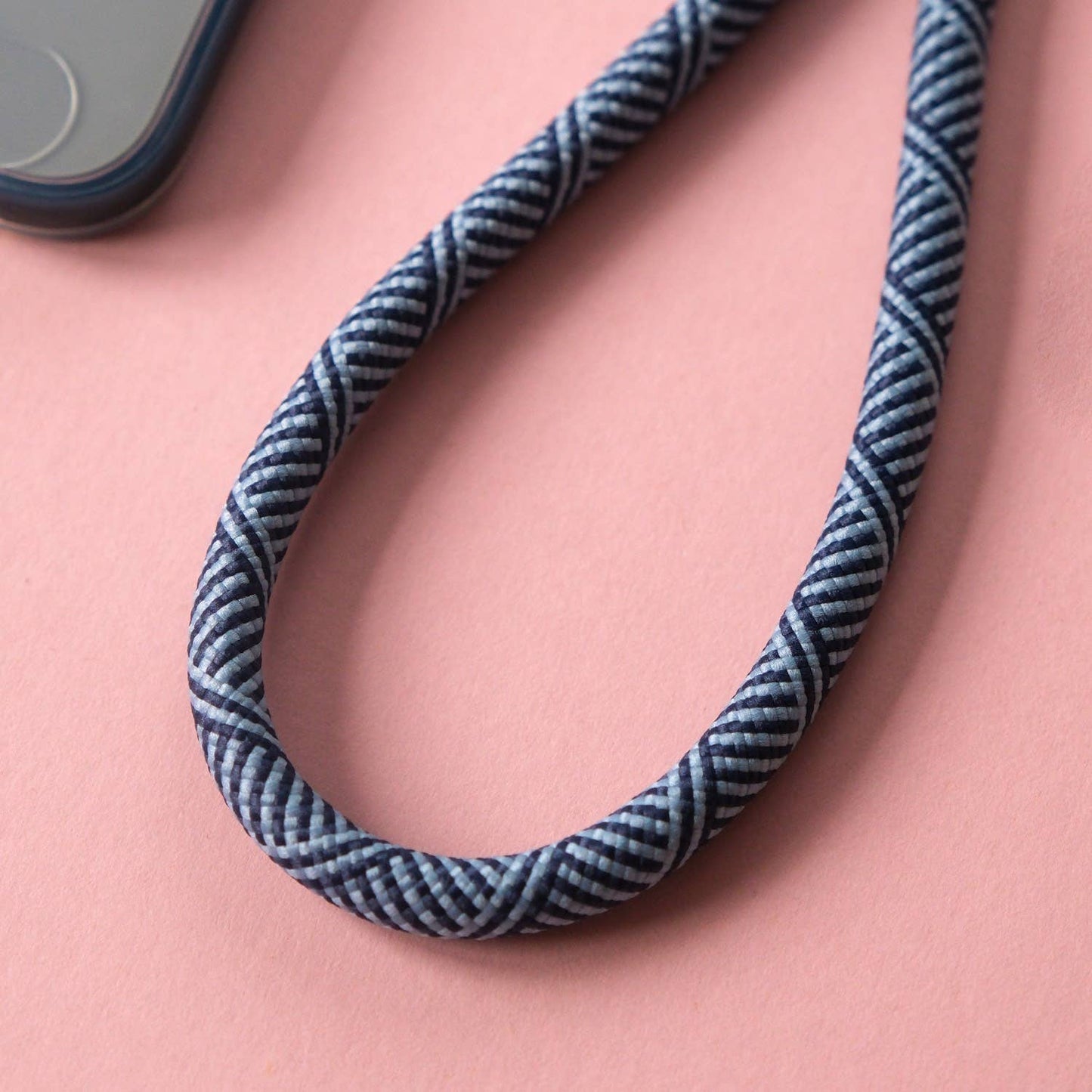 Crossbody Lanyard Phone Strap in Blue Stripe