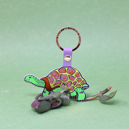Easy Going Tortoise Leather Keyring
