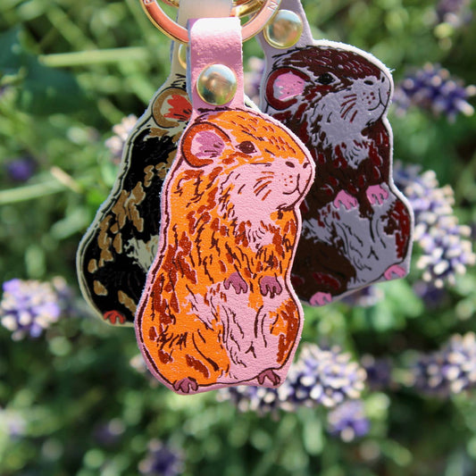 Guinea Pig Leather Keyring